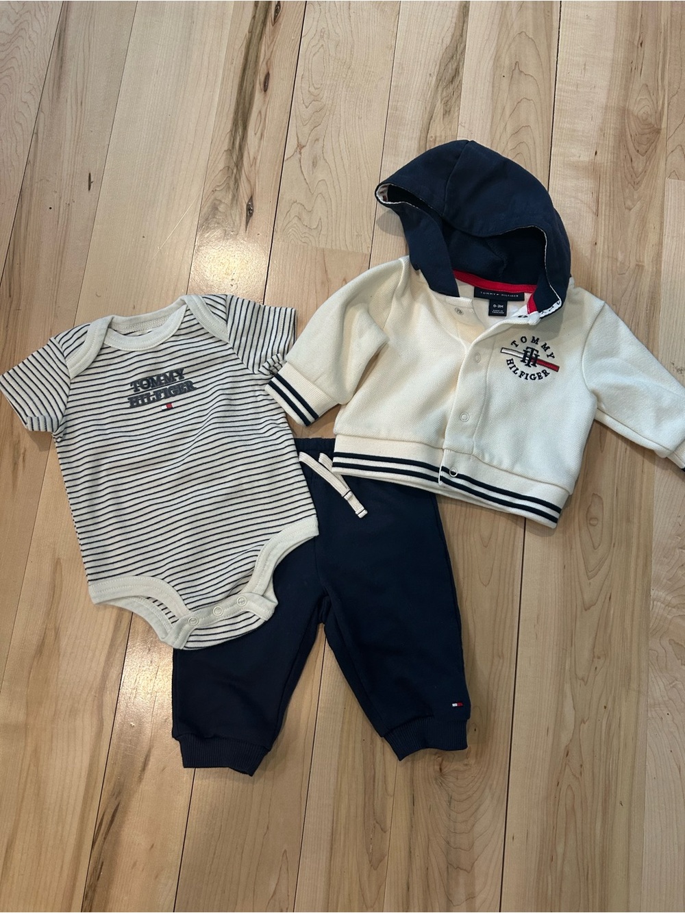 Tommy Hilfiger Navy, Red & Cream Infant Hoodie Set